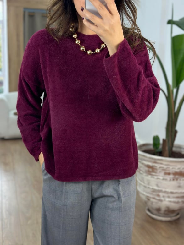 Basic Yumoş Kazak - Bordo