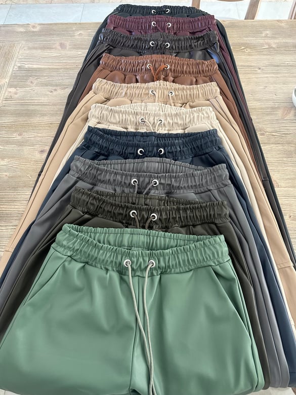 Beli Bağcıklı Deri Pantolon - Gri