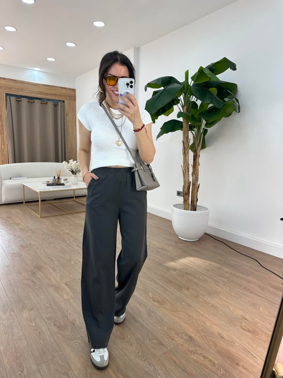 Beli Lastikli Gabardin Pantolon - Antrasit 