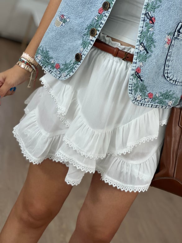Beli Lastikli Katlı Şort Etek 