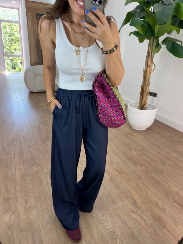 Beli Lastikli Tensel Tiril Pantolon 