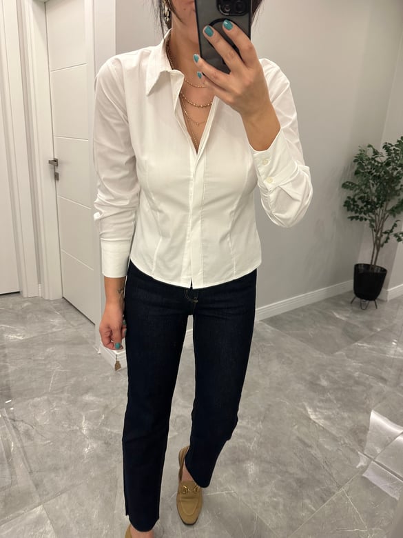 Beyaz Basic Poplin Gömlek