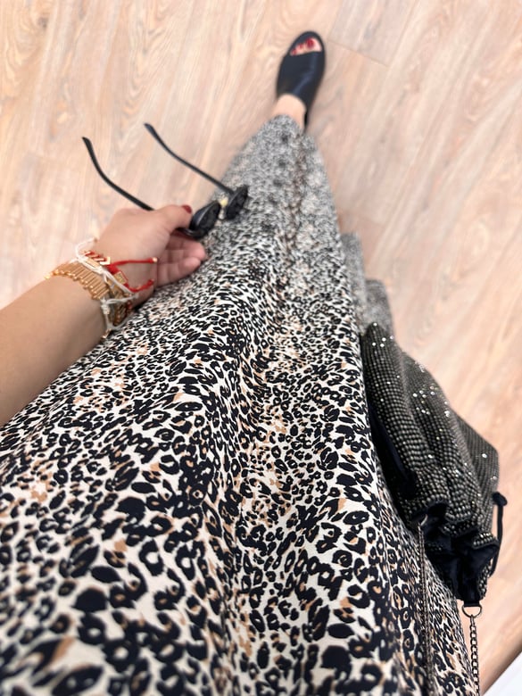 Biye Detaylı Leopar Elbise