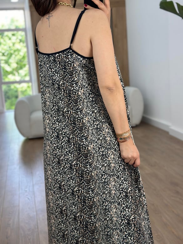 Biye Detaylı Leopar Elbise