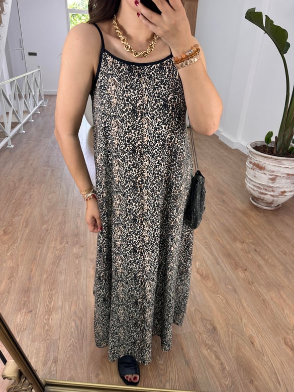 Biye Detaylı Leopar Elbise