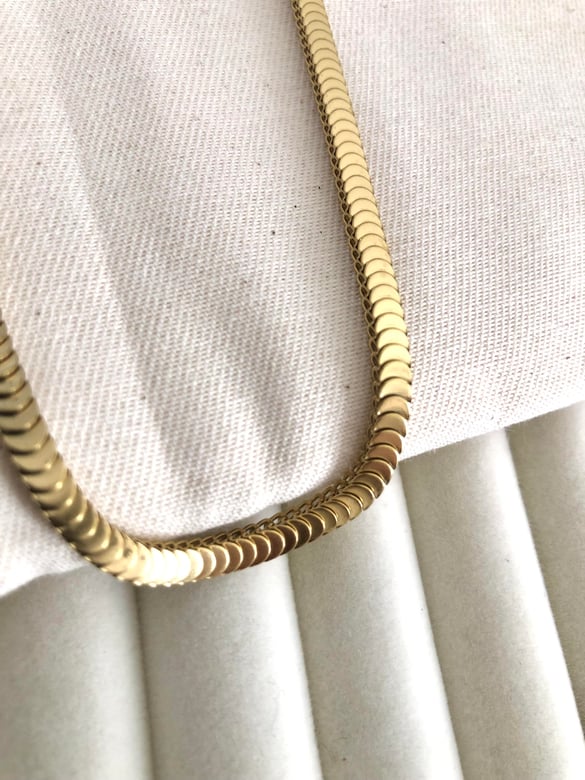 Çelik Gold Sıralı Pul İtalyan Kolye