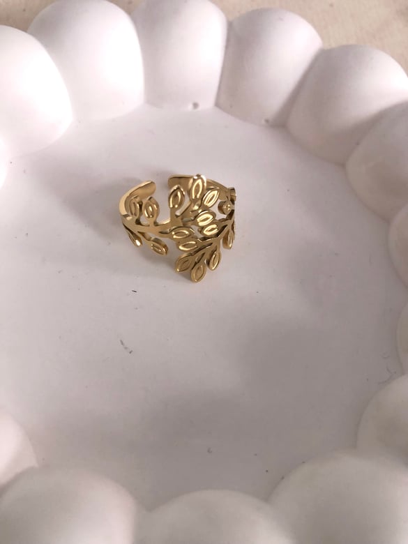 Çelik Gold Yaprak Detay Yüzük