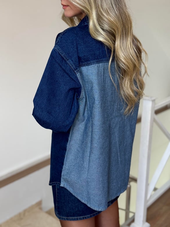 Cep Detaylı Denim Ceket 
