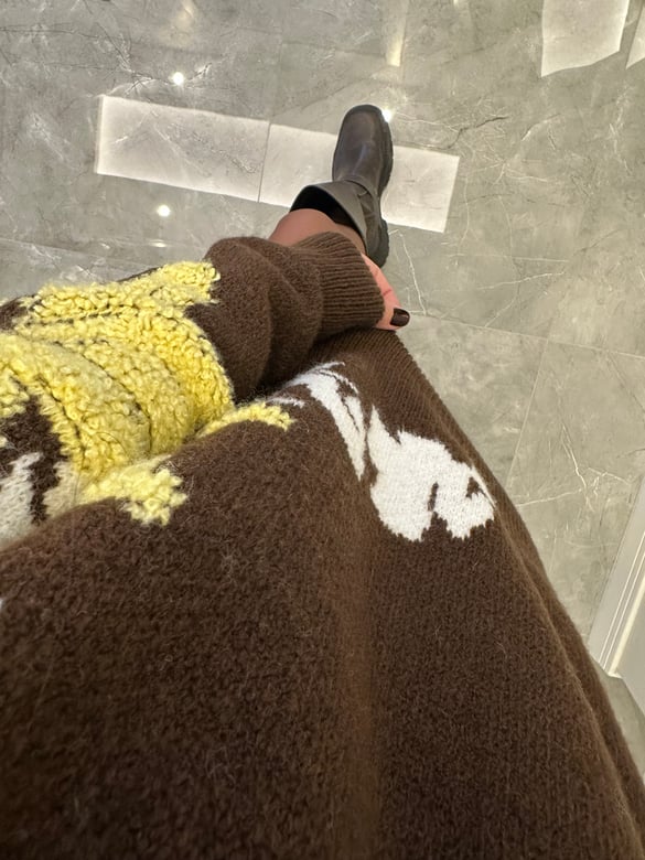 Çiçek Punch İşlemeli Oversize Kazak 