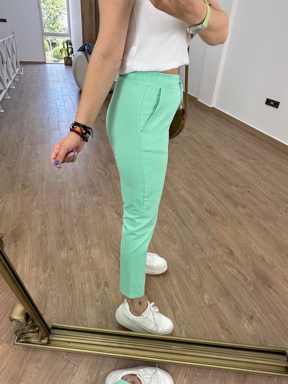 Çımalı Gabardin Pantolon-Mint Yeşili