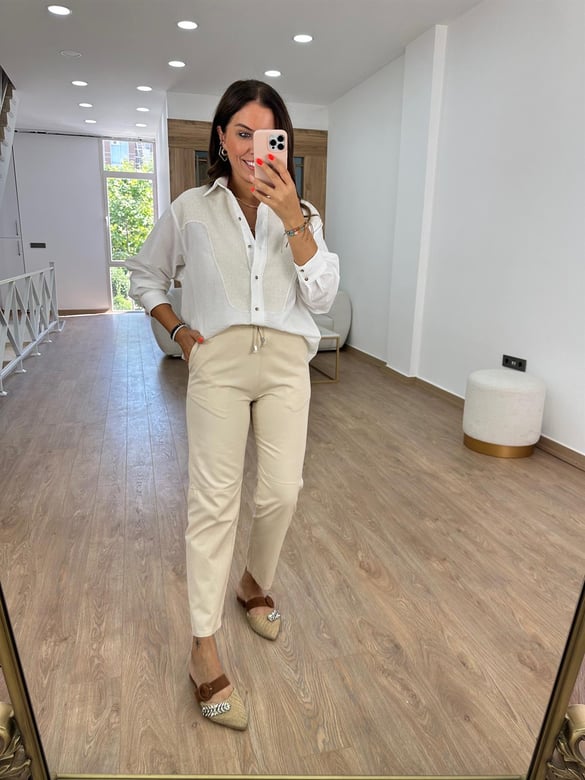 Çımalı Gabardin Pantolon-Taş