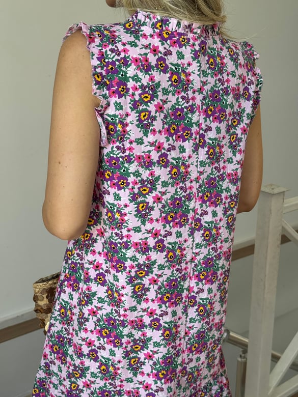 Çıtır Çiçek Desenli Volanlı Elbise