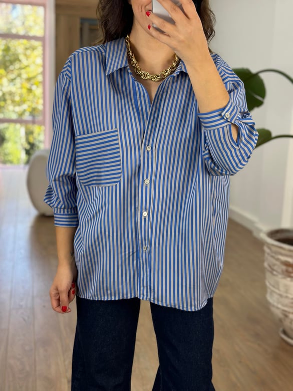 Çizgili Oversize Gömlek