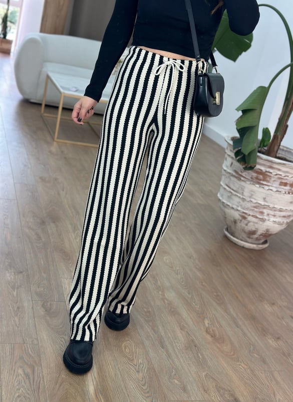 Çizgili Triko Pantolon 