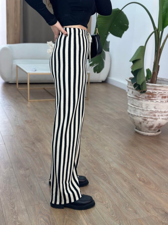 Çizgili Triko Pantolon 