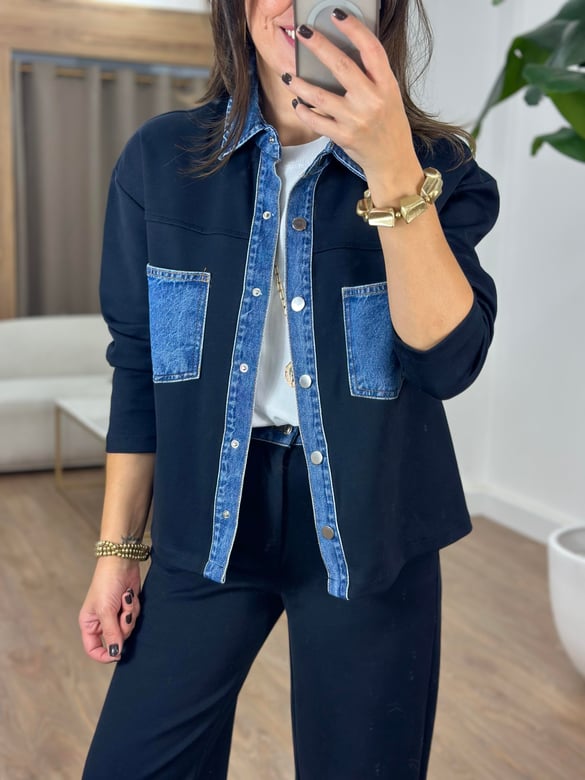 Denim Garnili Pantolon Ceket Takım 