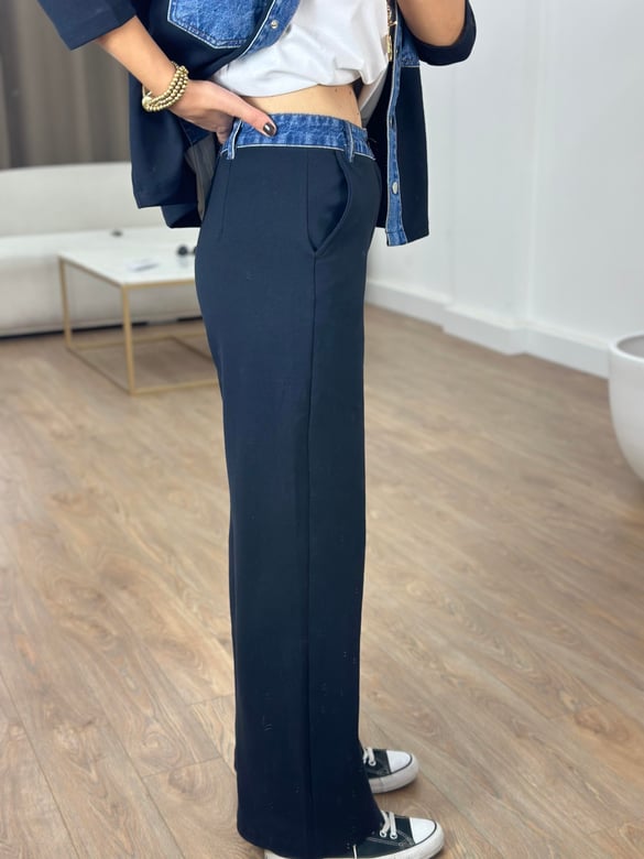 Denim Garnili Pantolon Ceket Takım 