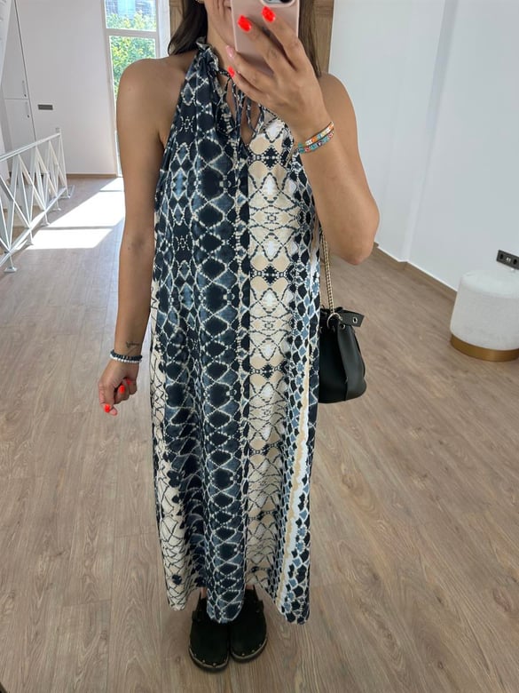 Desenli Midi Elbise