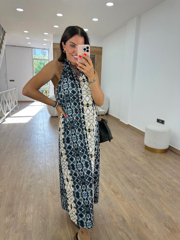 Desenli Midi Elbise
