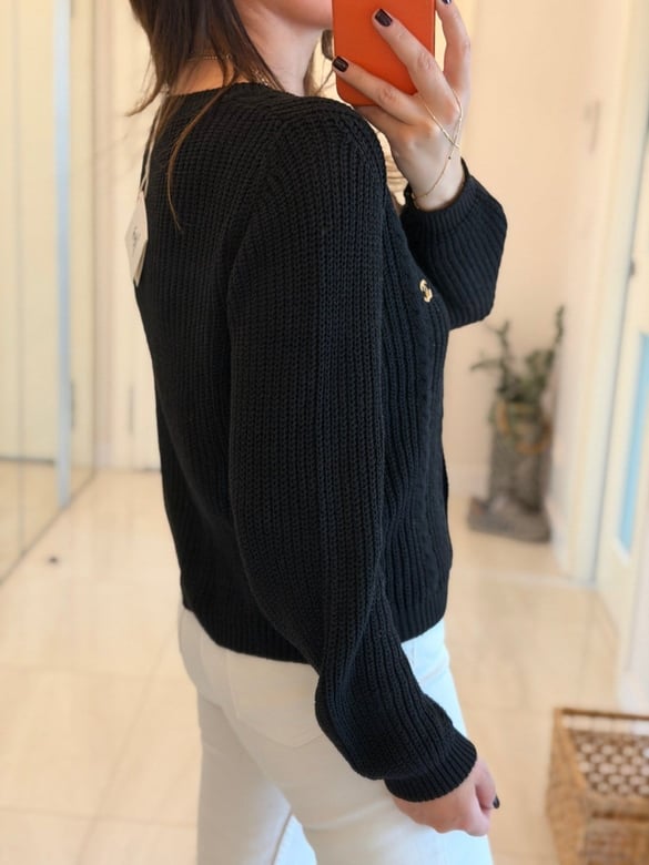Marka Logolu Premium Hırka-Siyah