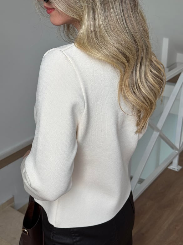 Dilvin Çelik Örme Triko Hırka - Ekru