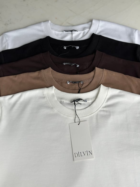 Dilvin Dekoratif Yaka Basic Tshirt - Ekru