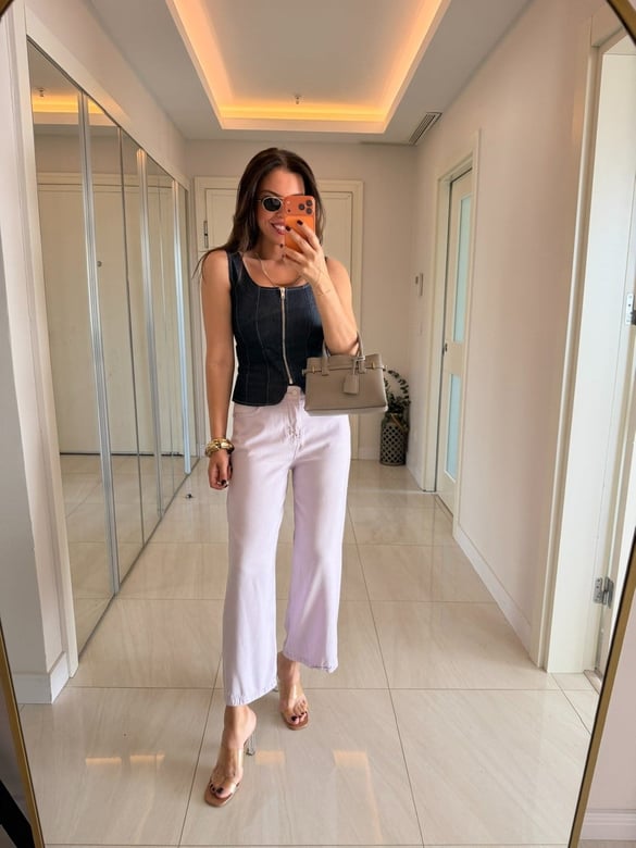 Premium Tensel Denim Pantolon -  Lila