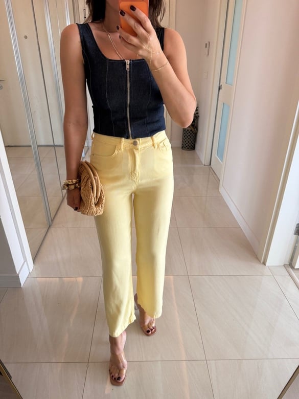 Premium Tensel Denim Pantolon - Sarı