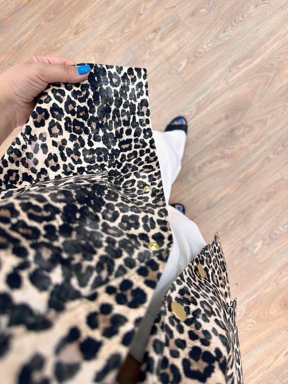 Fermuar Detaylı Tasarım Leopar Yelek