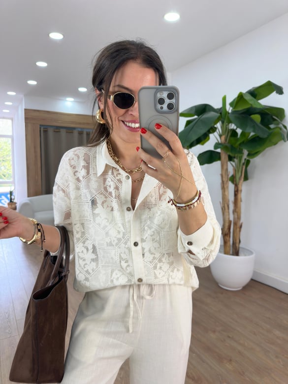 Full Dantel Detaylı Gömlek 