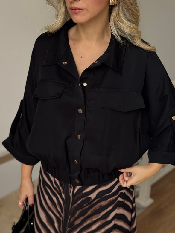 Gold Düğmeli Bomber Ceket 