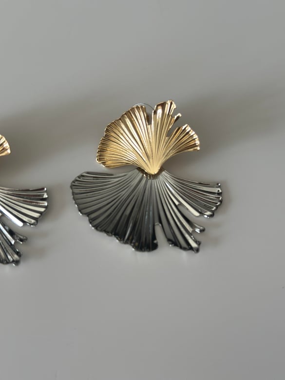 Gold Gümüş Çiçek Tasarım Küpe 5cm