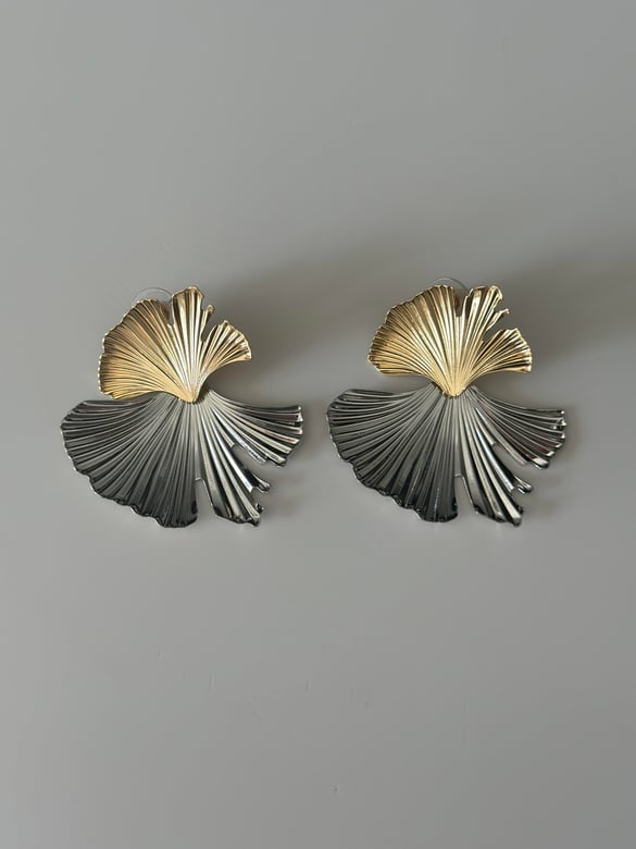 Gold Gümüş Çiçek Tasarım Küpe 5cm