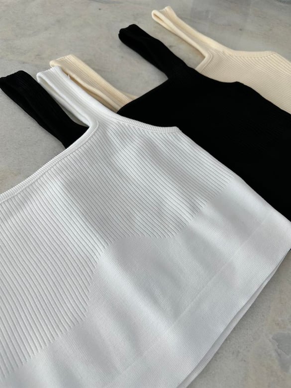 Kalın Askılı Fitilli Crop-Ekru