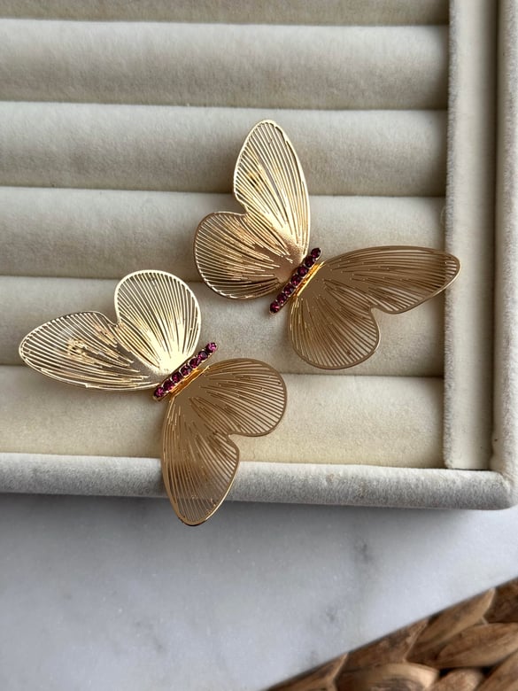 Kelebek Tasarım Gold Küpe 5cm