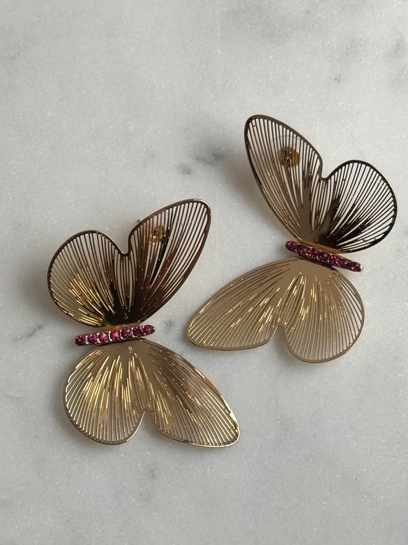 Kelebek Tasarım Gold Küpe 5cm
