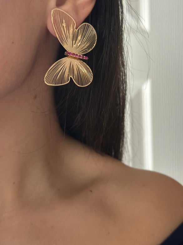 Kelebek Tasarım Gold Küpe 5cm