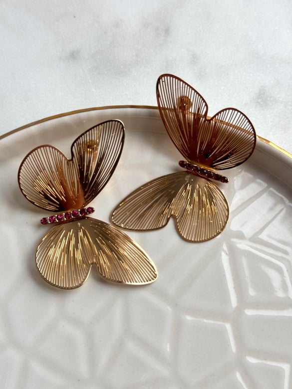 Kelebek Tasarım Gold Küpe 5cm