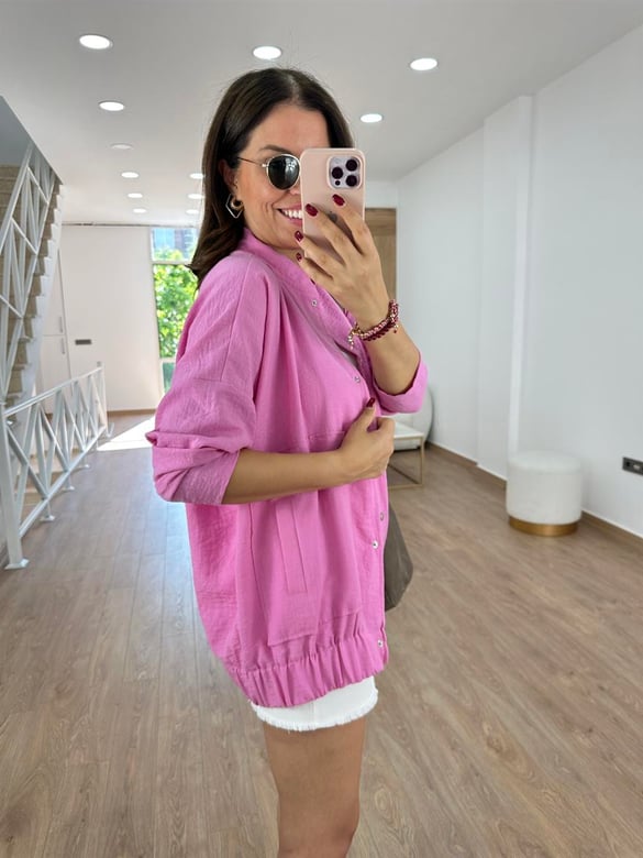 Keten Bomber Ceket-Pembe