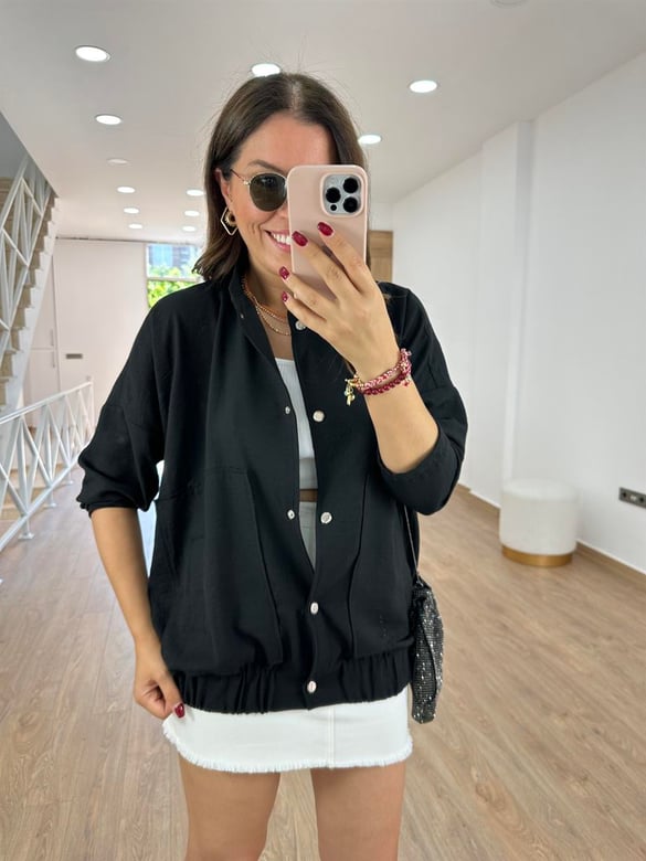 Keten Bomber Ceket-Siyah
