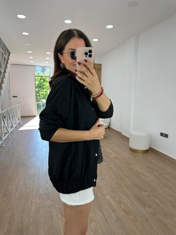 Keten Bomber Ceket-Siyah