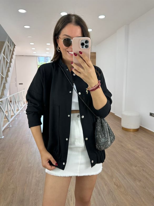 Keten Bomber Ceket-Siyah
