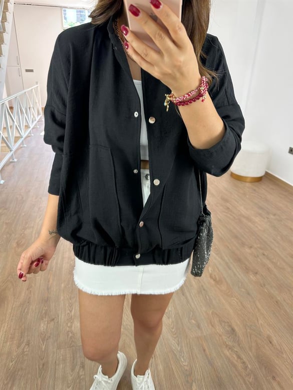 Keten Bomber Ceket-Siyah