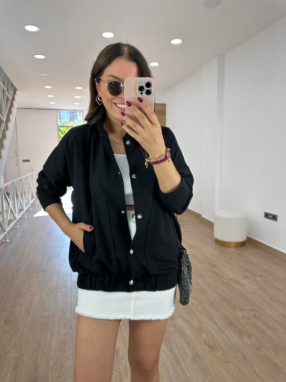 Keten Bomber Ceket-Siyah