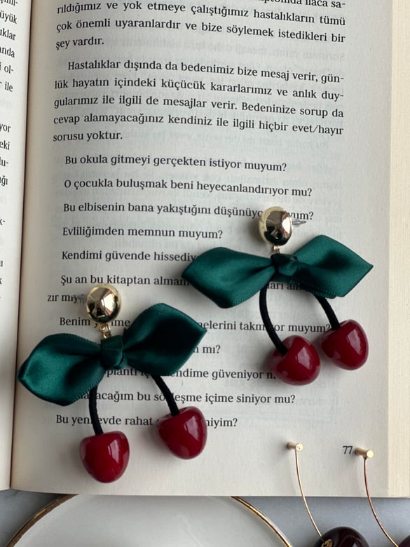 Kirazlı Fiyonk Detay Küpe 5,5cm