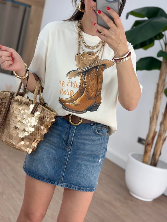 Kovboy Baskılı Tshirt