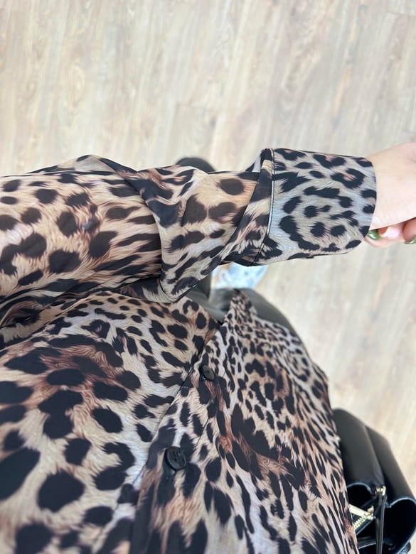 Leopar Desen Şifon Gömlek