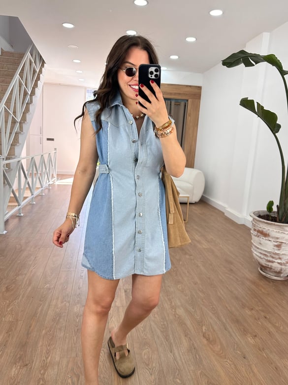 Marka Model  Beli Apoletli Denim Elbise