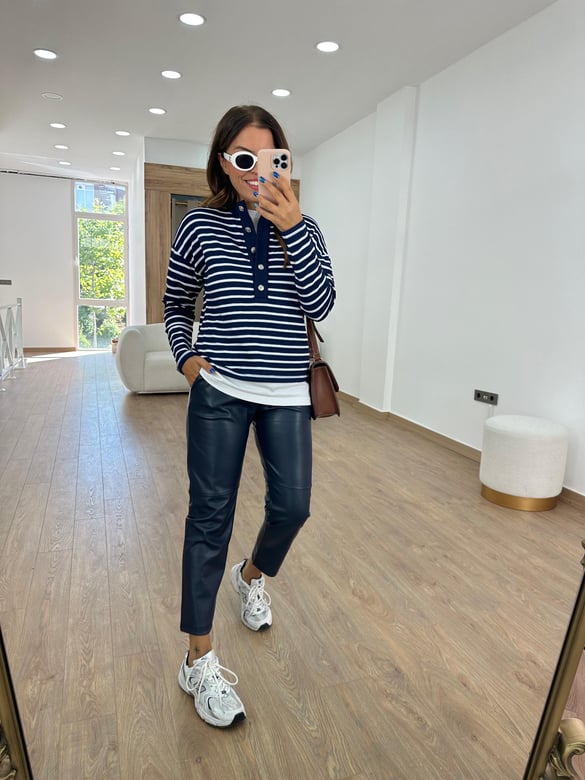 Marka Model Çizgili İnce Sweat
