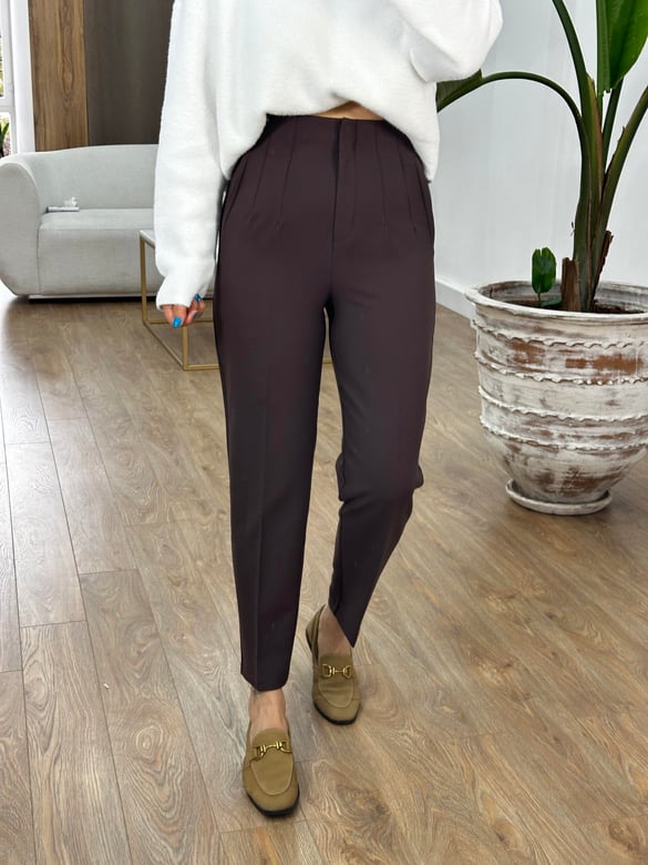 Marka Model Flatolu Pantolon - Kahve